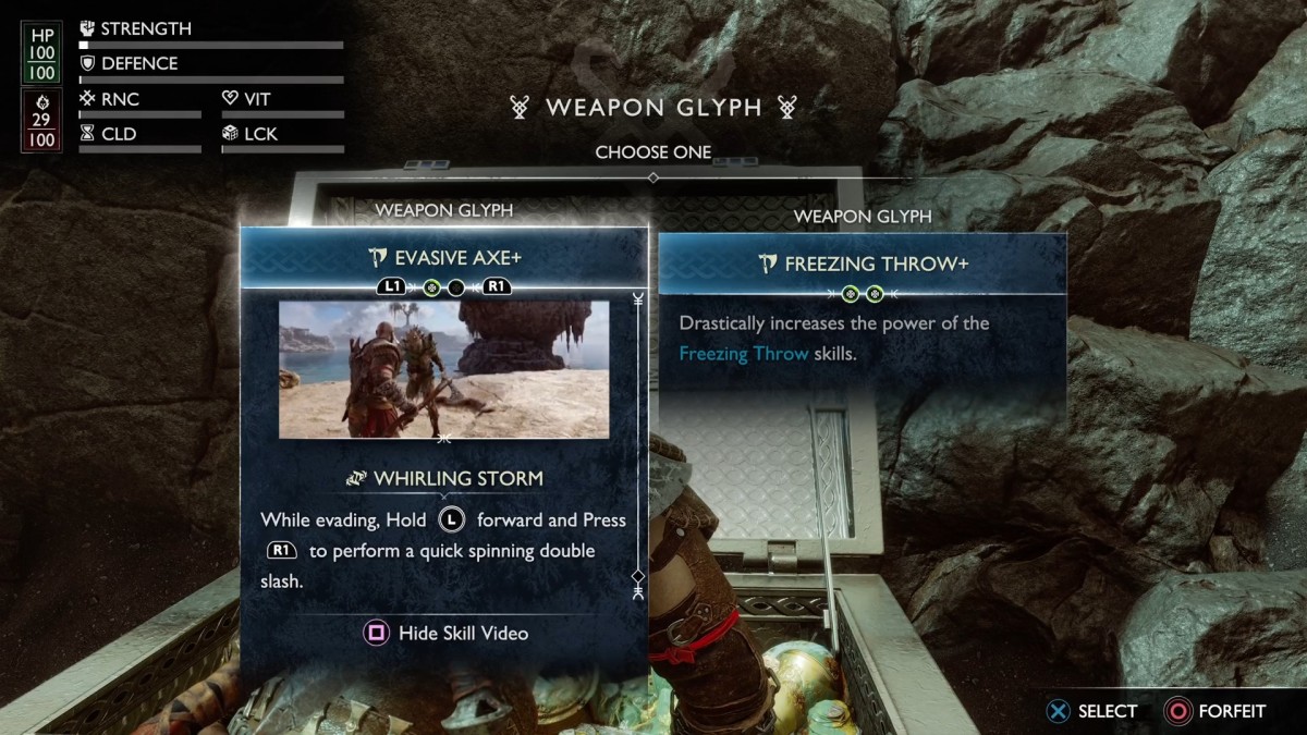 Weapon Glyph selection in God of War Ragnarok Valhalla